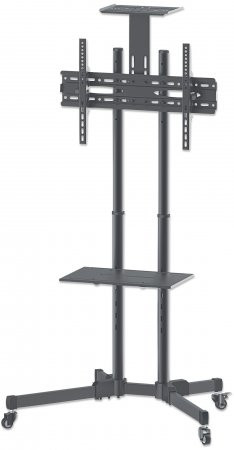 Manhattan TV & Monitor Mount, Trolley Stand, 1 screen, Screen Sizes: 37-65", Black, VESA 200x200 to 600x400mm, Max 40kg, LFD, Lifetime Warranty 461238 766623461238