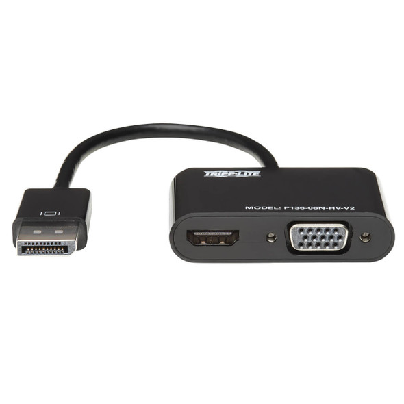 Tripp Lite P136-06N-HV-V2 DisplayPort to VGA/HDMI All-in-One Converter Adapter, DP ver 1.2, 4K 30 Hz HDMI P136-06N-HV-V2 037332193216
