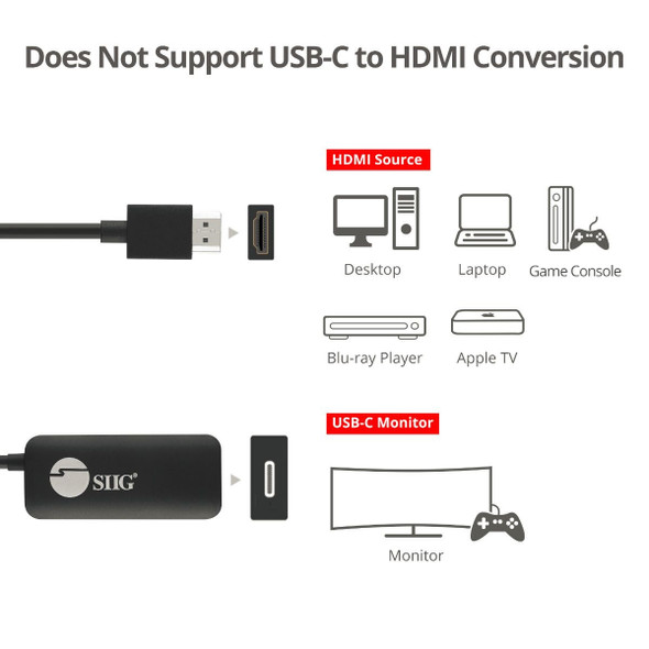 SIIG AC CB-H21711-S1 HDMI to USB-C Port 4K 60Hz Converter Adapter OPP Bag