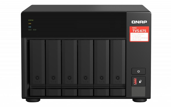 QNAP Network Attached Storage TVS-675-8G-US 6bay KX-U6580 2.5GHz 8GB DDR4 RAM 2x2.5GbE Retail