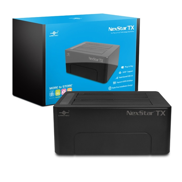 Vantec NST-D428S3-BK NexStar TX Dual Bay 2.5 3.5 USB3.0 Hard Drive Dock RTL