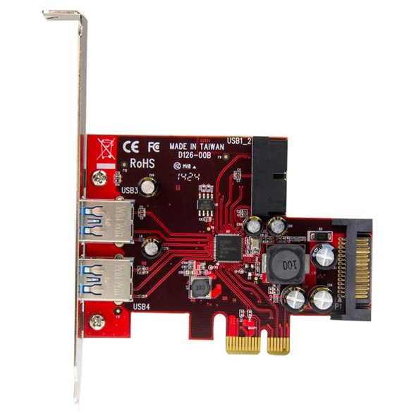 StarTech.com 4-port PCI Express USB 3.0 card - 2 external, 2 internal - SATA power PEXUSB3S2EI 065030860338
