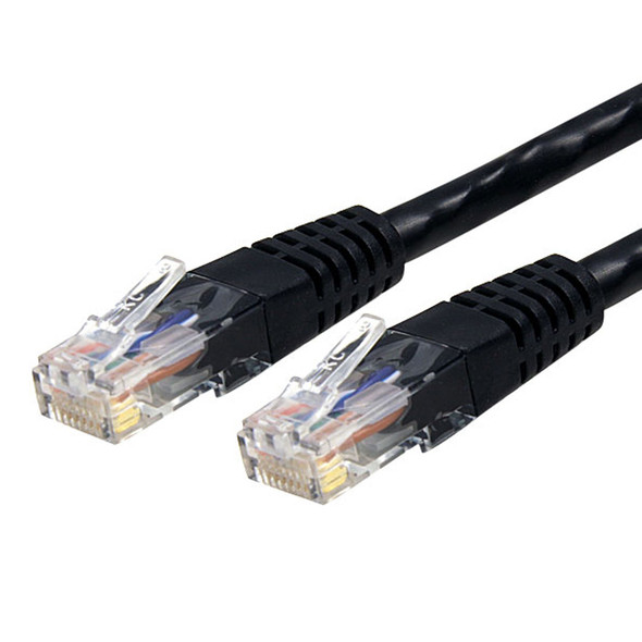 StarTech.com 25ft CAT6 Ethernet Cable - Black CAT 6 Gigabit Ethernet Wire -650MHz 100W PoE RJ45 UTP Molded Network/Patch Cord w/Strain Relief/Fluke Tested/Wiring is UL Certified/TIA C6PATCH25BK 065030804158