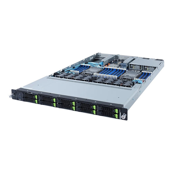 Gigabyte Server R182-NA1 1U 10Bay Xeon C621A LGA4189 Socket P+ 10x2.5 SATA/SAS/Gen4 NVMe hot-swappable 1300W Brown Box