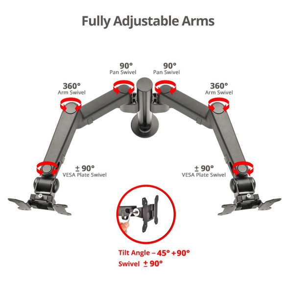 SIIG AC CE-MT3E11-S1 Dual Pole Arm Multi-Angle Monitor Desk Mount Brown Box