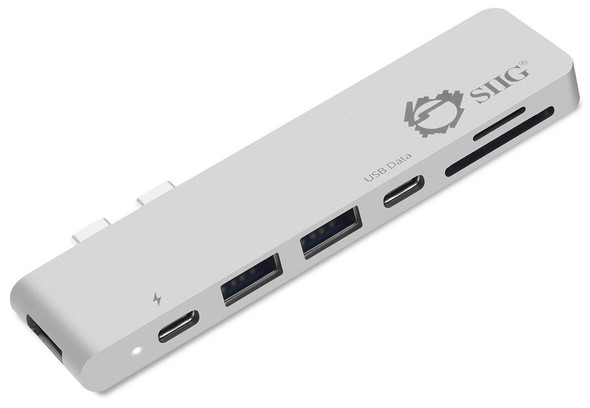 SIIG AC JU-TB0412-S1 Thunderbolt 3 USB-C Hub HDMI w Card Reader&PD ADP Silver