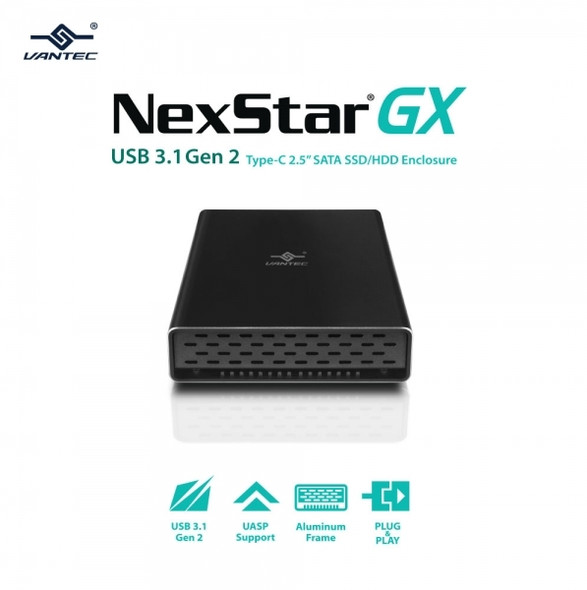 Vantec RD NST-271C31-BK NexStar 2.5SATA to USB3.1 7mm&9.5mm SSD HDD Enclosure