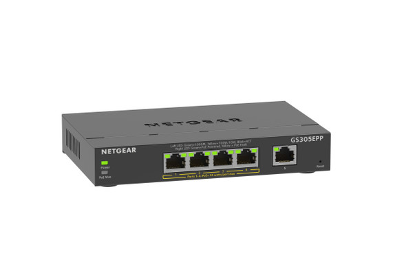 NETGEAR 5 Port PoE Gigabit Ethernet Plus Switch (GS305EPP) GS305EPP-100NAS 606449153170