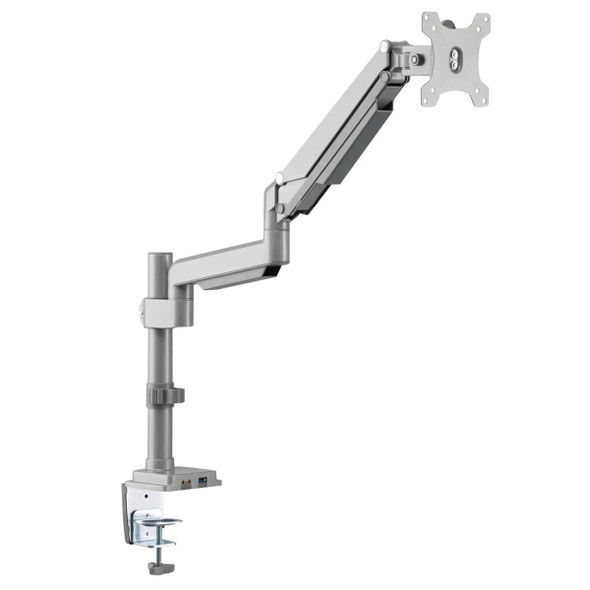 Tripp Lite DDR1732SAL Single-Display Flex-Arm Desktop Clamp for 13” to 34” Displays - USB and Audio Ports, Aluminum DDR1732SAL 037332262493