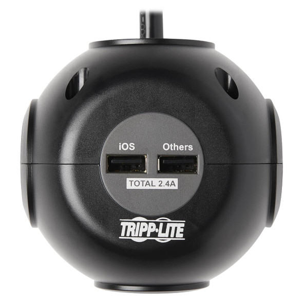Tripp-Lite UP TLP36USB 6ft 3-Outlet Spherical Surge Protector Black Retail