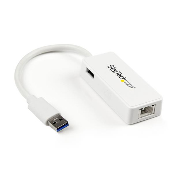 StarTech USB31000SPTW USB3.0 to Gigabit Ethernet Adapter NIC w USB Port White