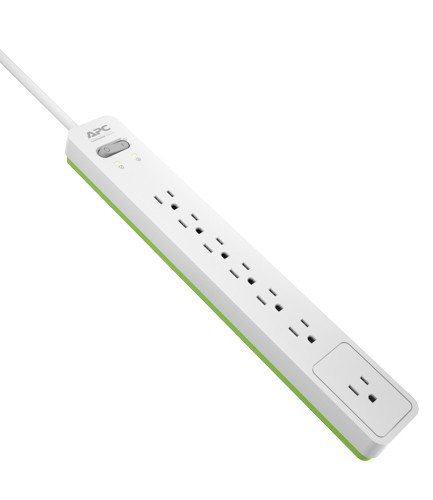 APC Essential SurgeArrest PE76W 7 Outlets 6 Foot Cord 120V White Retail