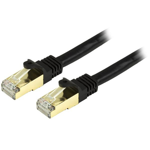 StarTech CB C6ASPAT12BK Cat6a Ethernet Patch Cable Shielded (STP) 12ft Black