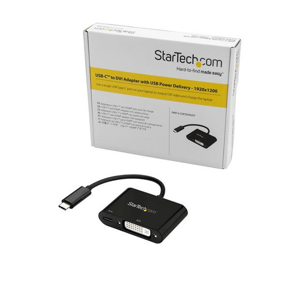 StarTech AC CDP2DVIUCP USB-C to DVI Adapter w USB Power Delivery Black Retail
