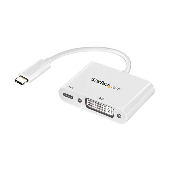 StarTech AC CDP2DVIUCPW USB-C to DVI Adapter w USB Power Delivery White Retail