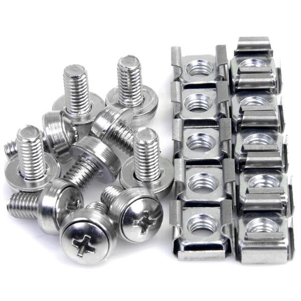 StarTech CABSCREWM6 50PK M6 Mounting Screws and Cage Nuts for Server Rack RTL