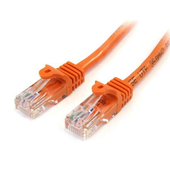 StarTech CB 45PATCH3OR 3ft Cat5e Patch CB w Snagless RJ45 Connectors Orange