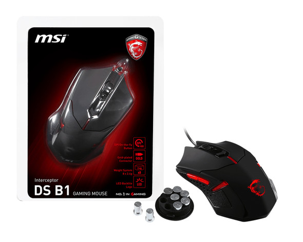 MSI Mouse S12-0401250-EB5 Interceptor DS B1 Gaming Mouse 1600dpi BK Red Retail
