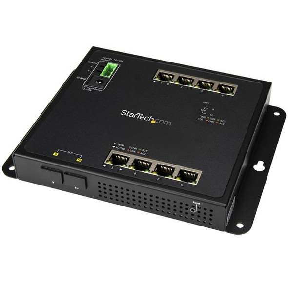 Startech NT IES101G2SFPW 8PT Gigabit Ethernet Switch w 2SFP Managed Wall Mount