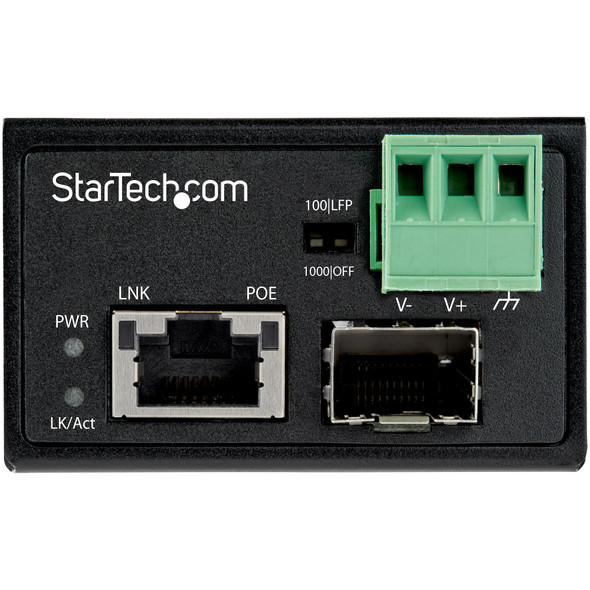 Startech AC IMC1GSFP30W PoE+ Industrial Fiber to Ethernet Media Converter 30W