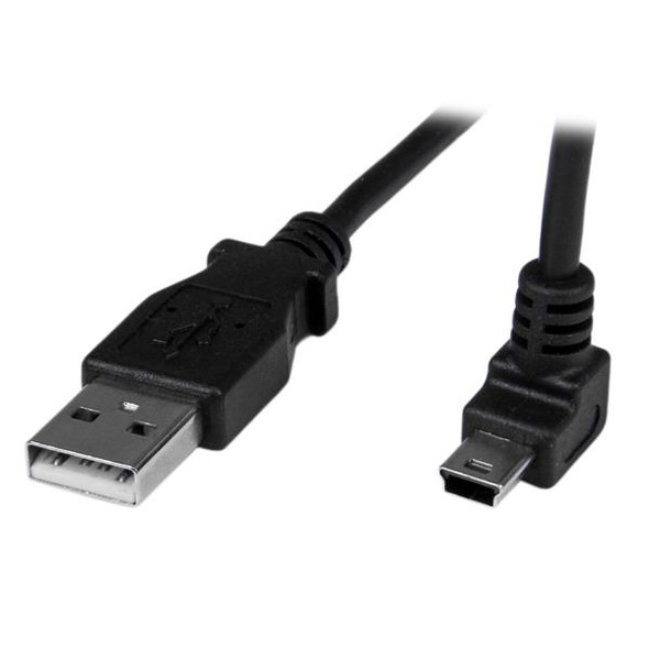 StarTech Cable USBAMB1MU 1m Mini USB Cable A to Up Angle Mini B Black Retail