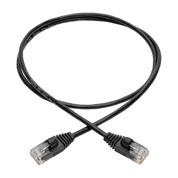 Tripp-Lite CB N261-S03-BK 3ft Cat6a Gigabit Snagless Molded Slim UTP Patch Blk