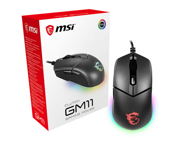 MSI MC Clutch GM11 Gaming Mouse Ambidestrous RGB PMW 3325 USB Retail