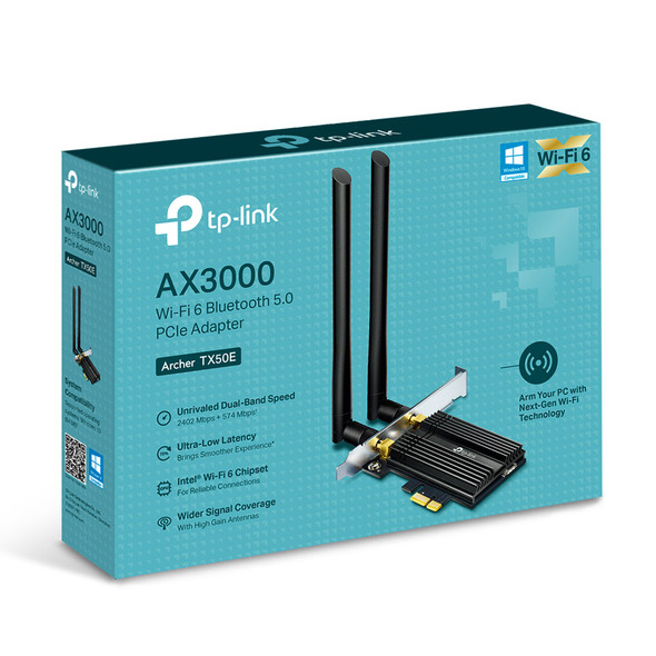 TP-Link NT Archer TX50E AX3000 Wi-Fi 6 Bluetooth 5.0 PCIe Adapter Retail