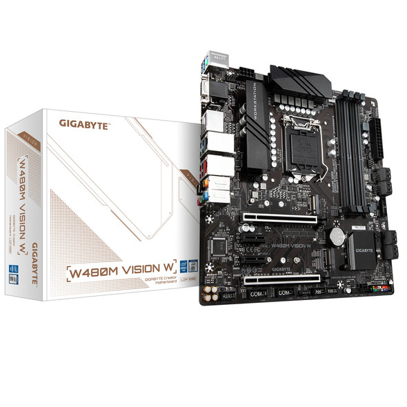 Gigabyte MB W480M Vision W Xeon LGA1200 W480 128GB DDR4 PCIE Micro ATX Ratail