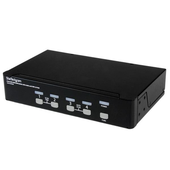 StarTech SV431DVIUA 4Port DVI USB KVM Switch w Audio + USB2.0 Hub Black Retail