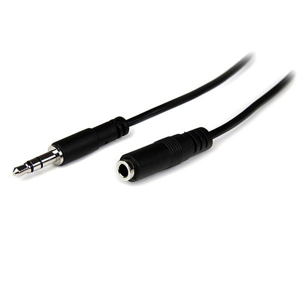 StarTech Cable MU2MMFS 2m Slim 3.5mm Stereo Extension Audio Cable M F Black