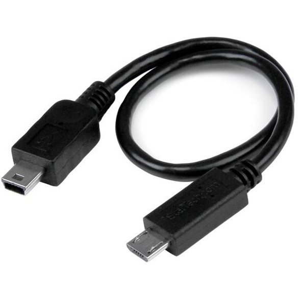 StarTech Cable UMUSBOTG8IN USB OTG Cable Micro USB to Mini USB M M 8in Retail