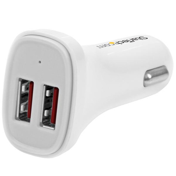 Startech Accessory USB2PCARWHS Dual Port USB Car Charger 24W 4.8A White Retail