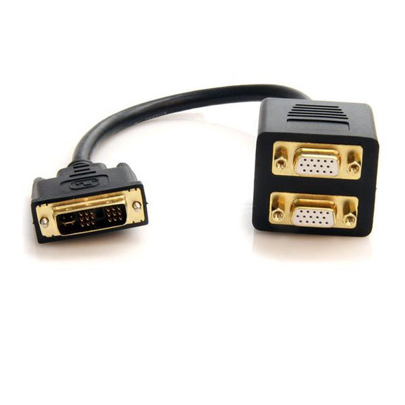 StarTech DVISPL1VV 1ft DVI-I Analog to 2xVGA Video Splitter Cable M F Retail