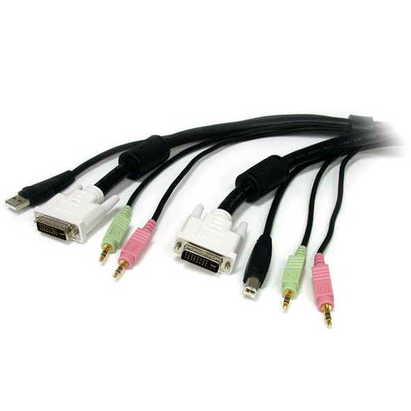 StarTech Cable USBDVI4N1A10 10ft 4-in-1 USB DVI KVM Cable w Audio+Microphone