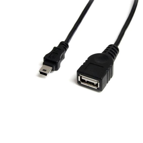 StarTech USBMUSBFM1 1ft Mini USB 2.0 Cable USB A to Mini B F M Retail