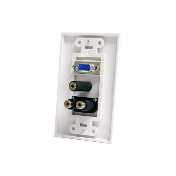StarTech AC VGAPLATERCA 15-Pin Female VGA Wall Plate with 3.5mm and RCA White