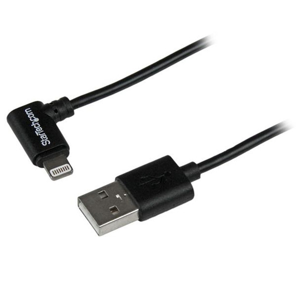 StarTech CB USBLT1MBR 1m Angled Black Apple 8Pin to USB for iPhone iPod iPad
