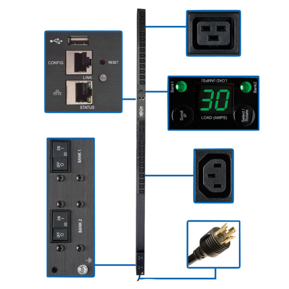 Tripp-Lite PDU PDUMNV30HVLX 1.9kW Single-Phase Switched PDU LX Platform 120V