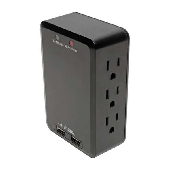Tripp-Lite UP TLP6SLUSBB 6-Outlet Surge Protector with 2 USB Ports 1050Joules
