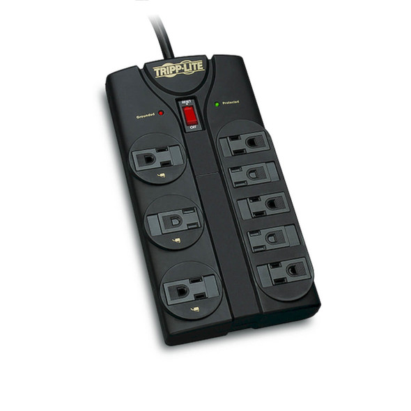 Tripp-Lite UP TLP808B 8ft 8-Outlet Surge Protector Black Housing Retail