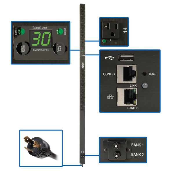 Tripp-Lite PDU PDUNVR30LX 2.9kW LX Platform 0U 24 5-15 20R 30A Retail