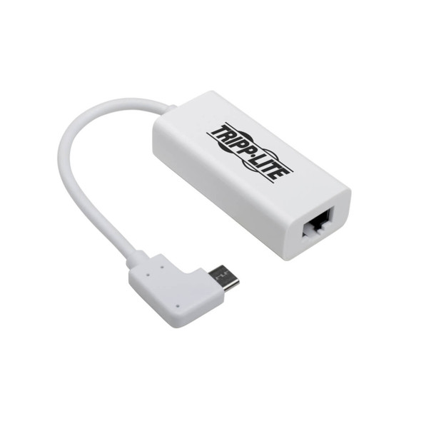 Tripp Lite U436-06N-GBW-RA USB-C to Gigabit Network Adapter with Right Angle USB-C, Thunderbolt 3 Compatibility - White U436-06N-GBW-RA 037332214157