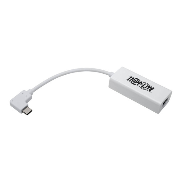 Tripp Lite U436-06N-GBW-RA USB-C to Gigabit Network Adapter with Right Angle USB-C, Thunderbolt 3 Compatibility - White U436-06N-GBW-RA 037332214157