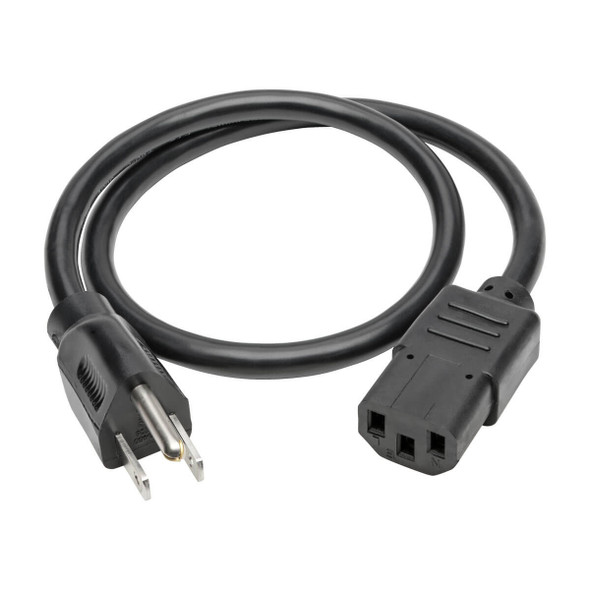 Tripp Lite Universal Computer Power Cord Lead Cable, 13A, 16AWG (NEMA 5-15P to IEC-320-C13), 0.61 m (2-ft.) P006-002-13A 037332180537