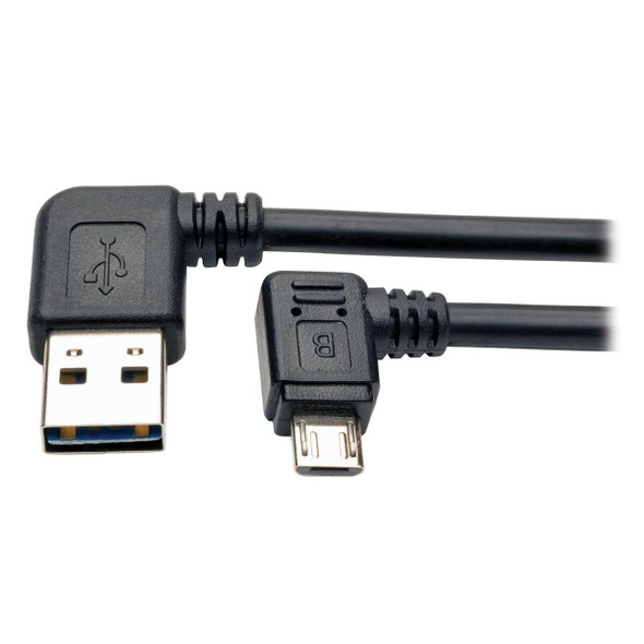 Tripp Lite UR05C-003-RARB Micro USB Cable for Charging (M/M) - Reversible Left/Right USB-A to Right-Angle USB Micro-B, Black, 3 ft. (0.91 m) UR05C-003-RARB 037332188076