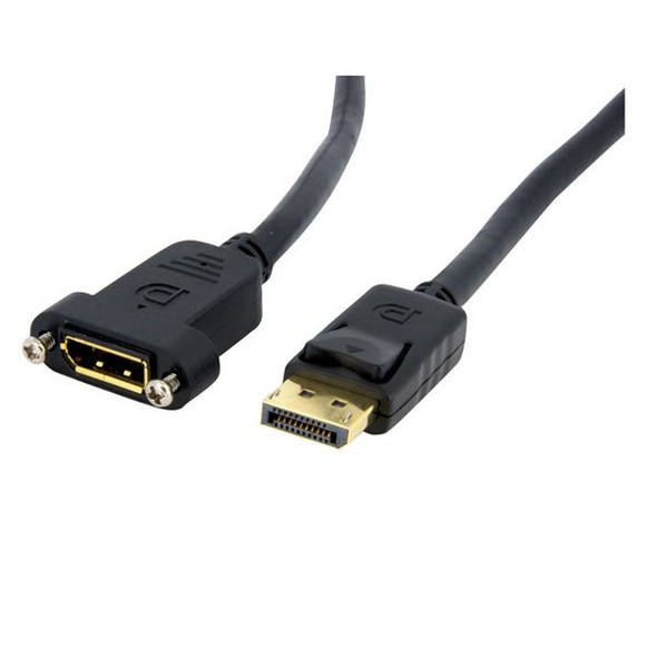 StarTech.com 3ft (1m) Panel Mount DisplayPort Cable - 4K x 2K - DisplayPort 1.2 Extension Cable Male to Female - DP Video Extender Cord with Panel Mount DP Connector - DP Monitor Cable DPPNLFM3 065030837026