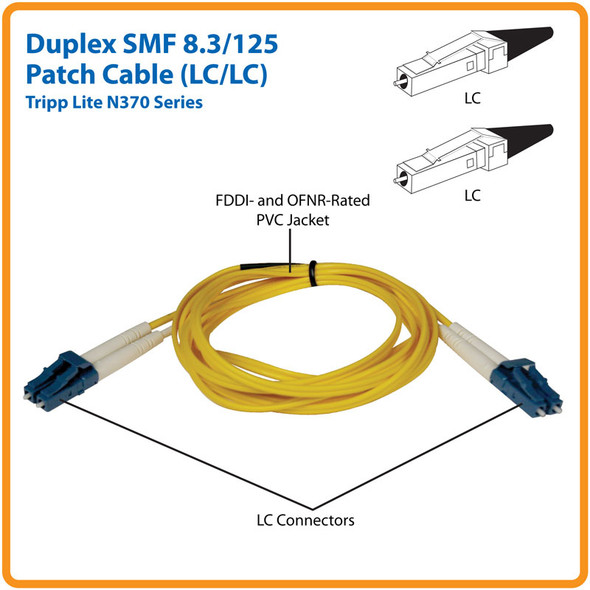 Tripp Lite N370-10M Duplex Singlemode 9/125 Fiber Patch Cable (LC/LC), 10M (33 ft.) N370-10M 037332122803