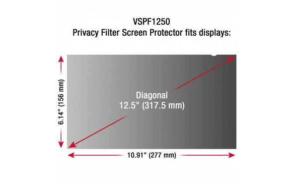 Viewsonic VSPF1250 display privacy filters Frameless display privacy filter 31.8 cm (12.5") VSPF1250 766907838114