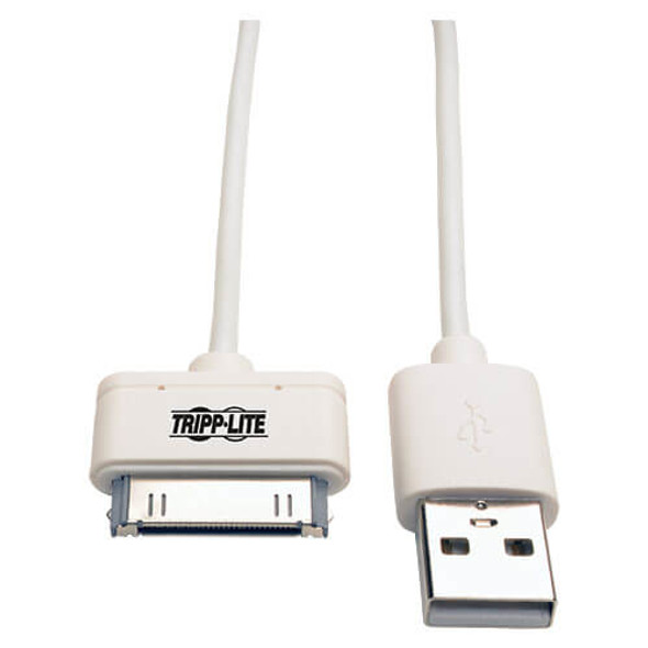 Tripp Lite M110-003-WH USB Sync/Charge Cable with Apple 30-Pin Dock Connector, White, 3 ft. (0.91 m) M110-003-WH 037332190062